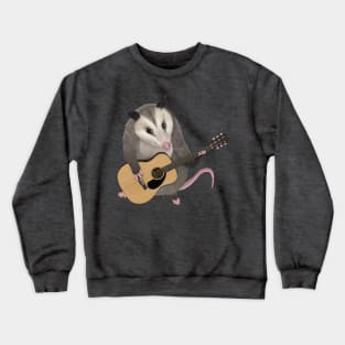 Opossum playing the acoustic guitar - possum Crewneck Sweatshirt